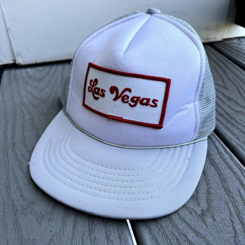 Amapro Las Vegas Patch Trucker Hat Braided Rope Cap White Adjustable Back OS
